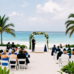Caribbean Holidays, January Weddings, Wedding guests enjoying a relaxed outdoor reception on a Bermuda hotel terrace overlooking the sea in January