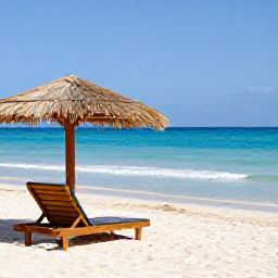 Caribbean Holidays, January Wellness, A quiet Cura&ccedil;ao beach in January with turquoise water, pale sand, a shaded wooden sun lounger and a calm, sunny atmosphere