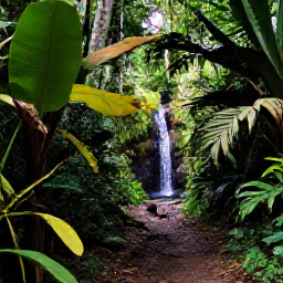Caribbean Holidays, January Wellness, Lush rainforest trail near Kingstown on Saint Vincent, with tropical plants, soft January sunlight and a small waterfall