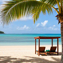 Caribbean Holidays, January Wellness, Quiet palm-fringed beach on Saint Vincent and the Grenadines in January, with calm turquoise water and a comfortable shaded lounge