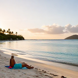 Caribbean Holidays, January Wellness, Quiet tropical beach in St Thomas, United States Virgin Islands, early morning January light, calm turquoise water and comfortable beach setting