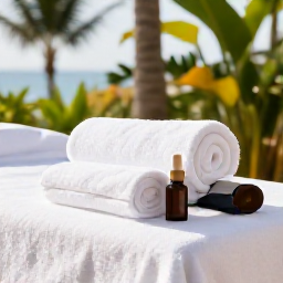 Caribbean Holidays, January Wellness, Relaxing spa treatment in a stylish Caribbean hotel, natural oils, soft towels and tropical plants in Trinidad and Tobago
