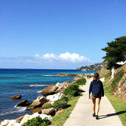 Caribbean Holidays, January Wellness, Traveller walking along a scenic coastal path on Saint Martin, with sea views, rocky shoreline and clear blue January sky