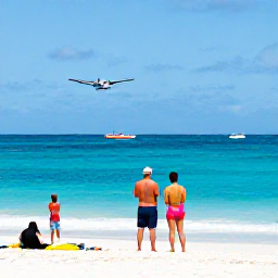 Caribbean Holidays, July Adventures, A colourful beach scene at Maho Beach in Sint Maarten with visitors watching an aircraft approach over the turquoise sea
