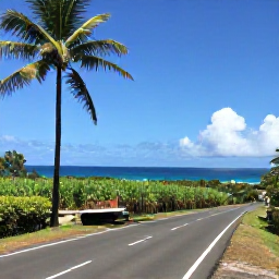 Caribbean Holidays, July Adventures, Mountain biking along a scenic coastal road in Saint Kitts, with palm trees, sugar cane fields and a bright blue sea