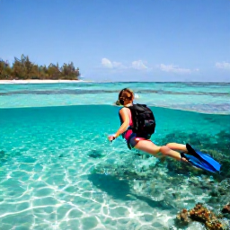 Caribbean Holidays, July Backpacking, Backpacker snorkelling in clear turquoise water off Tobago near a quiet beach, with coral reef and tropical fish