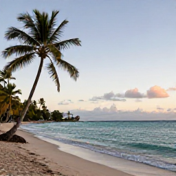 Caribbean Holidays, July Beach Holidays, A peaceful Caribbean shoreline in Saint Vincent and the Grenadines with palm trees, turquoise sea and warm evening light