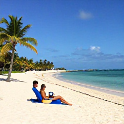 Caribbean Holidays, July Beach Holidays, Visitors relaxing on the soft white sand at Anse des Salines, with calm blue water and palm trees