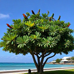 Caribbean Holidays, July Birdwatching, Colourful tropical birds perched among sea grape trees beside a sunny Caribbean shoreline on Saint Martin
