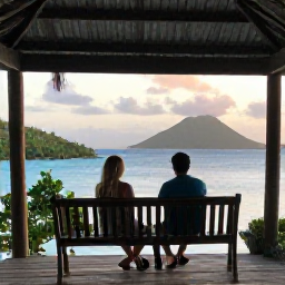 Caribbean Holidays, July Birdwatching, Relaxed couple birdwatching at dawn from a shaded Caribbean viewpoint on Tortola, British Virgin Islands
