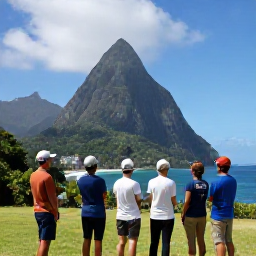 Caribbean Holidays, July Birdwatching, Small guided birdwatching group overlooking the Pitons and Caribbean Sea in Saint Lucia