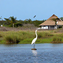 Caribbean Holidays, July Birdwatching, Tropical wetland in St Croix with herons and shorebirds beside calm Caribbean water