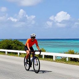 Caribbean Holidays, July Cycling Holidays, Cyclist riding along a sunny coastal road in Cura&ccedil;ao beside turquoise Caribbean water
