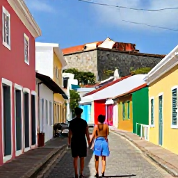 Caribbean Holidays, July Escapes, Couple exploring colourful streets and a historic fort in Philipsburg, Sint Maarten, under a clear Caribbean sky