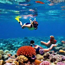 Caribbean Holidays, July Family Holidays, A family snorkelling in clear shallow water near a colourful coral reef in the British Virgin Islands, tropical fish visible beneath the surface