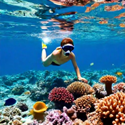 Caribbean Holidays, July Family Holidays, Family snorkelling in clear shallow water above colourful coral near St John, tropical fish visible beneath the surface