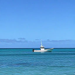 Caribbean Holidays, July Fishing, A small fishing boat on calm turquoise water near Providenciales, Turks and Caicos, in bright July sunshine