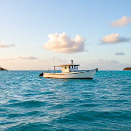 Caribbean Holidays, July Fishing, A small fishing boat on clear turquoise water off Saint Barth&eacute;lemy at sunrise in July