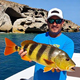 Caribbean Holidays, July Fishing Cura&ccedil;ao, Experienced local fishing guide helping holidaymakers land a colourful reef fish beside Cura&ccedil;ao&rsquo;s rugged coastline