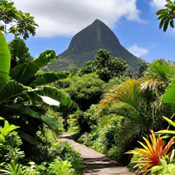 Caribbean Holidays, July Holidays, Scenic view of Mount Liamuiga rising above lush rainforest on Saint Kitts, with a walking trail and tropical vegetation
