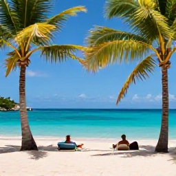 Caribbean Holidays, July Honeymoons, A secluded Caribbean beach on Saint Barth&eacute;lemy with a couple relaxing beneath palm trees, bright turquoise water and soft golden sand