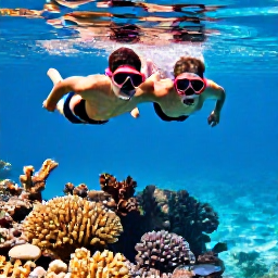 Caribbean Holidays, July Honeymoons, Couple snorkelling in clear Caribbean water beside colourful coral and tropical fish near Norman Island