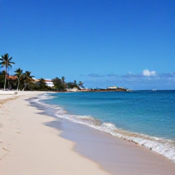 Caribbean Holidays, July in Saint Barth&eacute;lemy, Quiet Caribbean beach on Saint Barth&eacute;lemy in July, with turquoise water, warm sand, gentle waves and a few palm trees