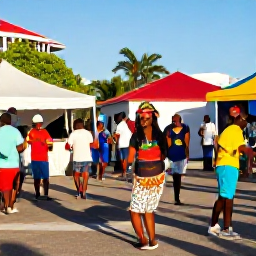 Caribbean Holidays, July in the British Virgin Islands, Colourful cultural festival in Road Town, British Virgin Islands, with local music, dancing and friendly crowds in warm July sunshine