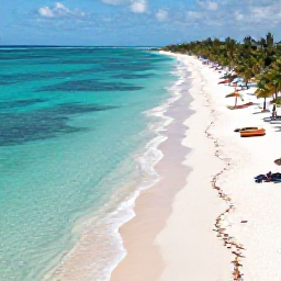 Caribbean Holidays, July Instagram Hotspots, A bright aerial view of Punta Cana beaches in July, turquoise Caribbean water, white sand, palm trees and a relaxed holiday atmosphere