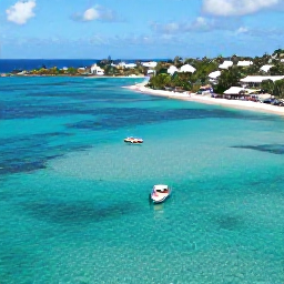 Caribbean Holidays, July Instagram Hotspots, Aerial-style view of turquoise waters and sandbars around Pinel Island, Saint Martin, small boats and a beach restaurant, bright July sunshine