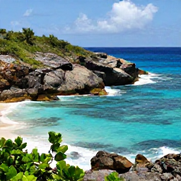 Caribbean Holidays, July Instagram Hotspots, Rocky coastline and turquoise natural pools at Baths of Virgin Gorda in the British Virgin Islands, photographed in July sunshine