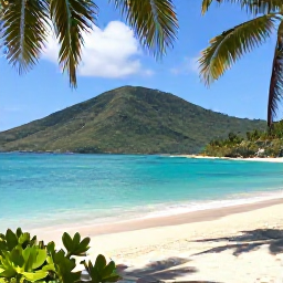 Caribbean Holidays, July Instagram Hotspots, Turquoise Magens Bay beach in St Thomas, United States Virgin Islands, framed by green hills and palm trees in warm July sunshine