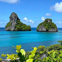 Caribbean Holidays, July Instagram Spots, A natural landscape photograph of Chalk Sound National Park in July, showing vivid blue water, rocky islands and green vegetation under a bright sky