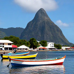 Caribbean Holidays, July Instagram Spots, Colourful fishing boats and local life along the waterfront at Soufri&egrave;re, Saint Lucia, photographed in bright July sunshine