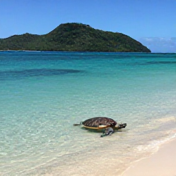Caribbean Holidays, July Nature Holidays, A quiet July beach on Nevis with clear turquoise water, green hills in the background and a sea turtle swimming near the shore