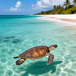 Caribbean Holidays, July Nature Holidays, Sea turtle swimming above seagrass in clear turquoise water near a quiet Turks and Caicos beach