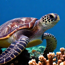 Caribbean Holidays, July Scuba Diving, Close-up underwater photograph of a Caribbean sea turtle, angelfish and coral reef in the Dominican Republic
