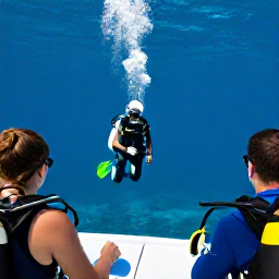 Caribbean Holidays, July Scuba Diving, Friendly British Virgin Islands dive instructors briefing visitors beside a boat before a July reef dive