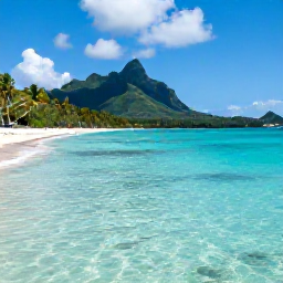 Caribbean Holidays, July Scuba Diving, Palm-fringed Caribbean beach with clear water and the green volcanic mountains of Saint Kitts in the background