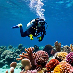 Caribbean Holidays, July Scuba Diving, Scuba diver exploring a colourful coral reef in clear tropical water off Saint Kitts