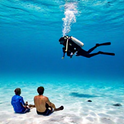 Caribbean Holidays, July Scuba Diving, Travellers relaxing on a sandy Caribbean beach after a morning of scuba diving on Saint Martin