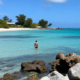 Caribbean Holidays, July Solo Holidays, Solo snorkeller in clear water near Bequia in the Grenadines, colourful fish, coral and a peaceful sandy bay