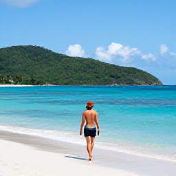 Caribbean Holidays, July Solo Holidays, Solo traveller relaxing on a quiet Caribbean beach in Saint Vincent and the Grenadines during July, turquoise sea and green hills