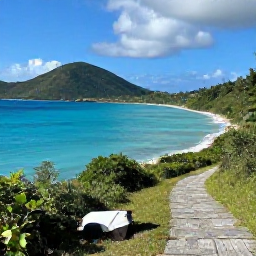 Caribbean Holidays, July Walking Holidays, A scenic coastal walking trail on Saint John in the United States Virgin Islands, with turquoise water, green hills and warm July sunshine