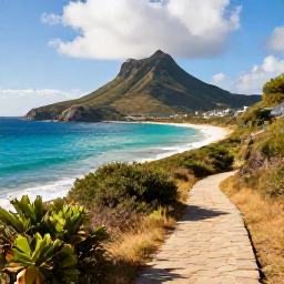 Caribbean Holidays, July Walking Holidays, A scenic coastal walking trail on Saint Martin with turquoise sea, green hills and warm July sunlight