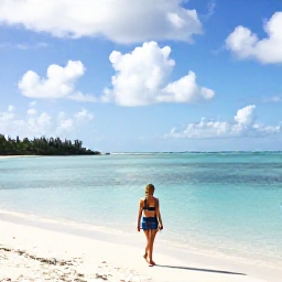 Caribbean Holidays, July Walking Holidays, A traveller walking beside the calm turquoise waters of Chalk Sound in the Turks and Caicos Islands during a warm July afternoon