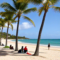 Caribbean Holidays, July Walking Holidays, Travellers resting beneath palm trees beside a scenic Saint Barth&eacute;lemy beach after a morning walk