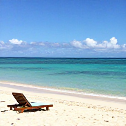 Caribbean Holidays, July Wellness, A tranquil Cura&ccedil;ao beach in July with calm turquoise water, pale sand, sun loungers and a gentle Caribbean breeze