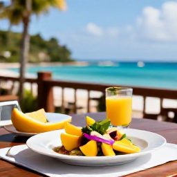 Caribbean Holidays, July Wellness, Fresh tropical fruit, colourful Saint Lucian dishes and a relaxed open-air dining setting overlooking the sea
