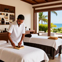 Caribbean Holidays, July Wellness, Wellness traveller receiving a relaxing spa treatment in a stylish Caribbean resort in Trinidad and Tobago